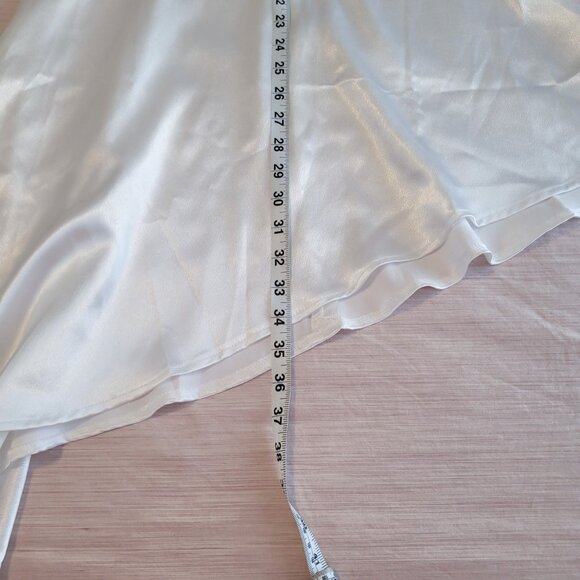 Morrisday White Satin Mini Dress, Angel Look Asymmetrical Dress, Size S - Picture 6 of 7